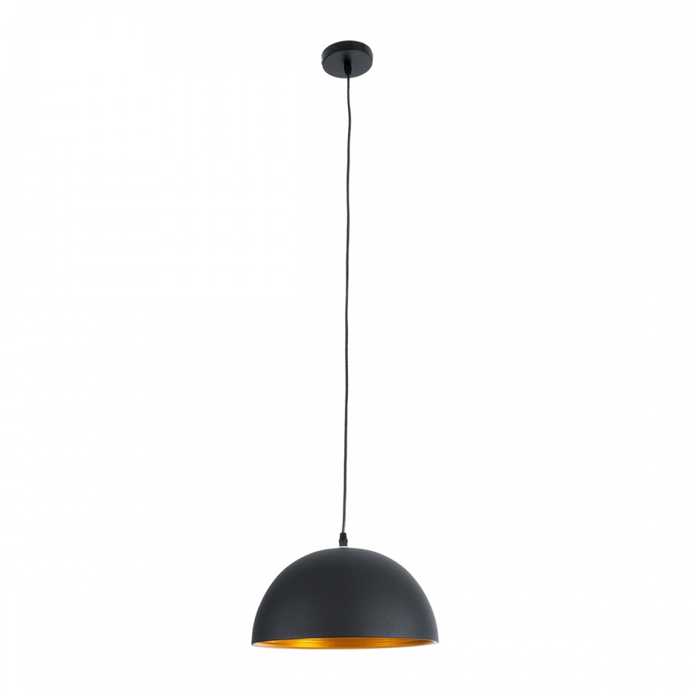 GloboStar® MEDEA 01004 Μοντέρνο Κρεμαστό Φωτιστικό Οροφής Μονόφωτο 1 x E27 AC220-240V IP20 - Φ30 x Y16cm - Μαύρο με Χρυσό Μεταλλικό Καμπάνα - 5 Χρόνια Εγγύηση