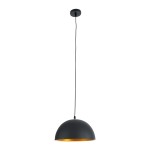 GloboStar® MEDEA 01004 Μοντέρνο Κρεμαστό Φωτιστικό Οροφής Μονόφωτο 1 x E27 AC220-240V IP20 - Φ30 x Y16cm - Μαύρο με Χρυσό Μεταλλικό Καμπάνα - 5 Χρόνια Εγγύηση