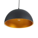 GloboStar® MEDEA 01004 Μοντέρνο Κρεμαστό Φωτιστικό Οροφής Μονόφωτο 1 x E27 AC220-240V IP20 - Φ30 x Y16cm - Μαύρο με Χρυσό Μεταλλικό Καμπάνα - 5 Χρόνια Εγγύηση
