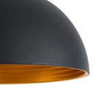 GloboStar® MEDEA 01004 Μοντέρνο Κρεμαστό Φωτιστικό Οροφής Μονόφωτο 1 x E27 AC220-240V IP20 - Φ30 x Y16cm - Μαύρο με Χρυσό Μεταλλικό Καμπάνα - 5 Χρόνια Εγγύηση