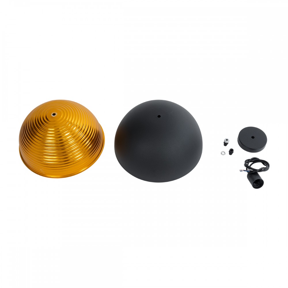 GloboStar® MEDEA 01004 Μοντέρνο Κρεμαστό Φωτιστικό Οροφής Μονόφωτο 1 x E27 AC220-240V IP20 - Φ30 x Y16cm - Μαύρο με Χρυσό Μεταλλικό Καμπάνα - 5 Χρόνια Εγγύηση
