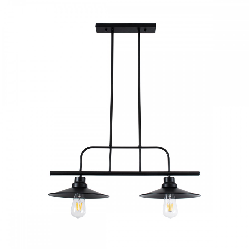 GLOBOSTAR® REGAL 01007 Vintage Φωτιστικό Οροφής με Ντουί 2 x E27 AC 220-240V IP20 - Μαύρο - Μ67 x Π26 x Υ85cm