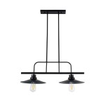 GloboStar® REGAL 01007 Vintage Industrial Φωτιστικό Οροφής Δίφωτο 2 x E27 Μαύρο Μεταλλικό Ράγα Μ67 x Π26 x Υ85cm