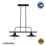 GloboStar® REGAL 01007 Vintage Industrial Φωτιστικό Οροφής Δίφωτο 2 x E27 Μαύρο Μεταλλικό Ράγα Μ67 x Π26 x Υ85cm