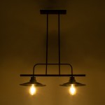 GloboStar® REGAL 01007 Vintage Industrial Φωτιστικό Οροφής Δίφωτο 2 x E27 Μαύρο Μεταλλικό Ράγα Μ67 x Π26 x Υ85cm