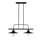 GloboStar® REGAL 01007 Vintage Industrial Φωτιστικό Οροφής Δίφωτο 2 x E27 Μαύρο Μεταλλικό Ράγα Μ67 x Π26 x Υ85cm