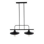 GloboStar® REGAL 01007 Vintage Industrial Φωτιστικό Οροφής Δίφωτο 2 x E27 Μαύρο Μεταλλικό Ράγα Μ67 x Π26 x Υ85cm