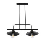 GloboStar® REGAL 01007 Vintage Industrial Φωτιστικό Οροφής Δίφωτο 2 x E27 Μαύρο Μεταλλικό Ράγα Μ67 x Π26 x Υ85cm