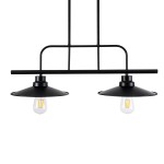 GloboStar® REGAL 01007 Vintage Industrial Φωτιστικό Οροφής Δίφωτο 2 x E27 Μαύρο Μεταλλικό Ράγα Μ67 x Π26 x Υ85cm