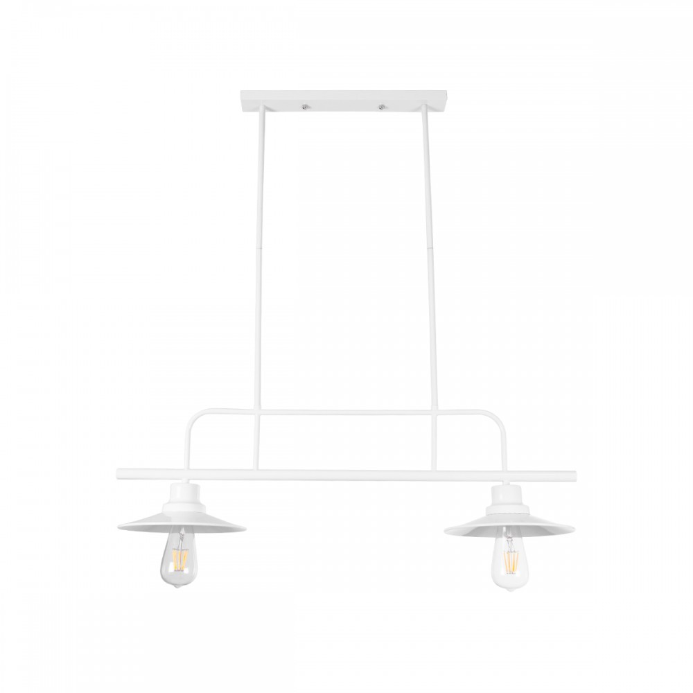 GloboStar® REGAL 01008 Vintage Φωτιστικό Οροφής Ράγα Δίφωτο 2 x E27 IP20 Λευκό Μέταλλο - Μ80 x Π26 x Υ82cm