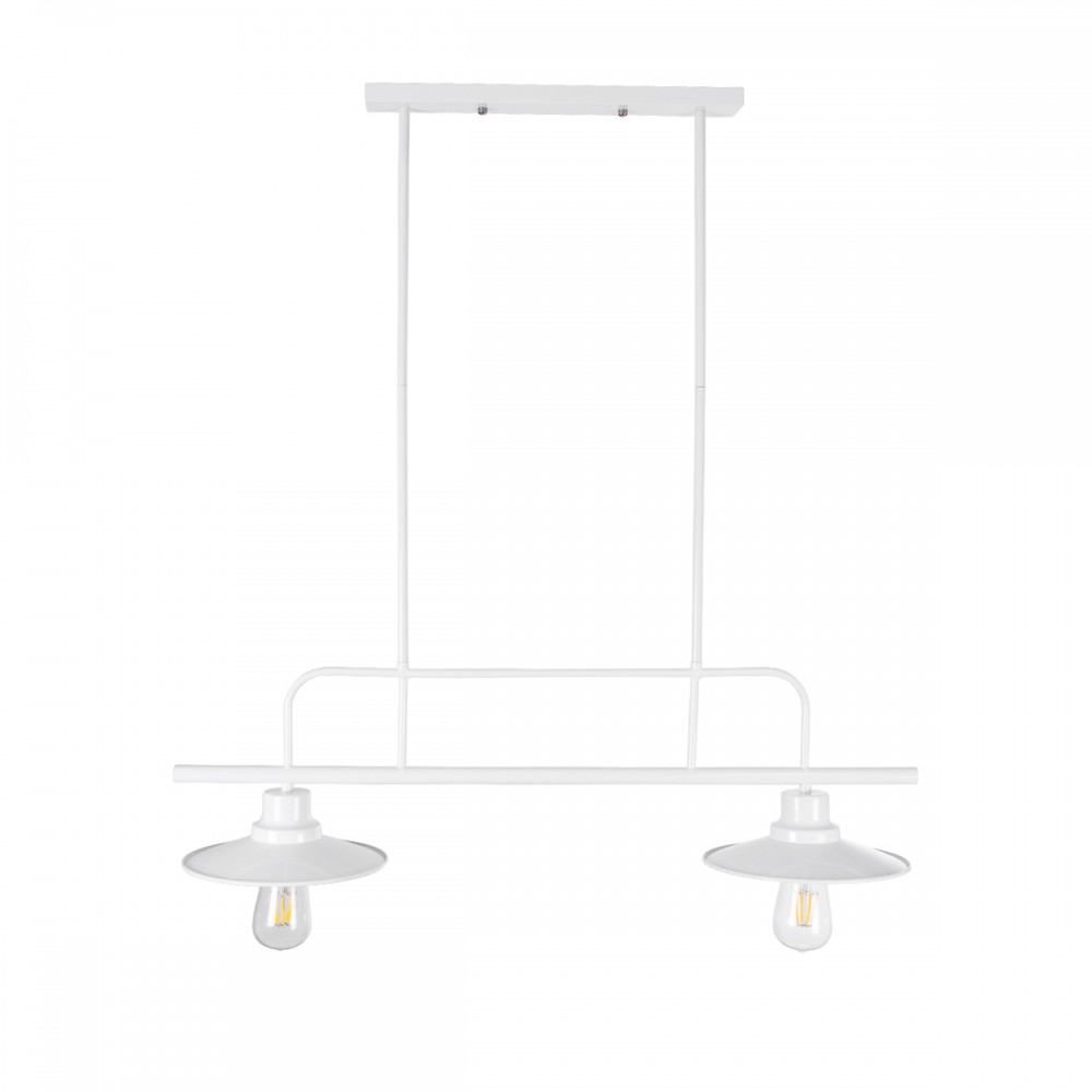 GloboStar® REGAL 01008 Vintage Industrial Φωτιστικό Οροφής Δίφωτο 2 x E27 Λευκό Μεταλλικό Ράγα Μ67 x Π26 x Υ85cm