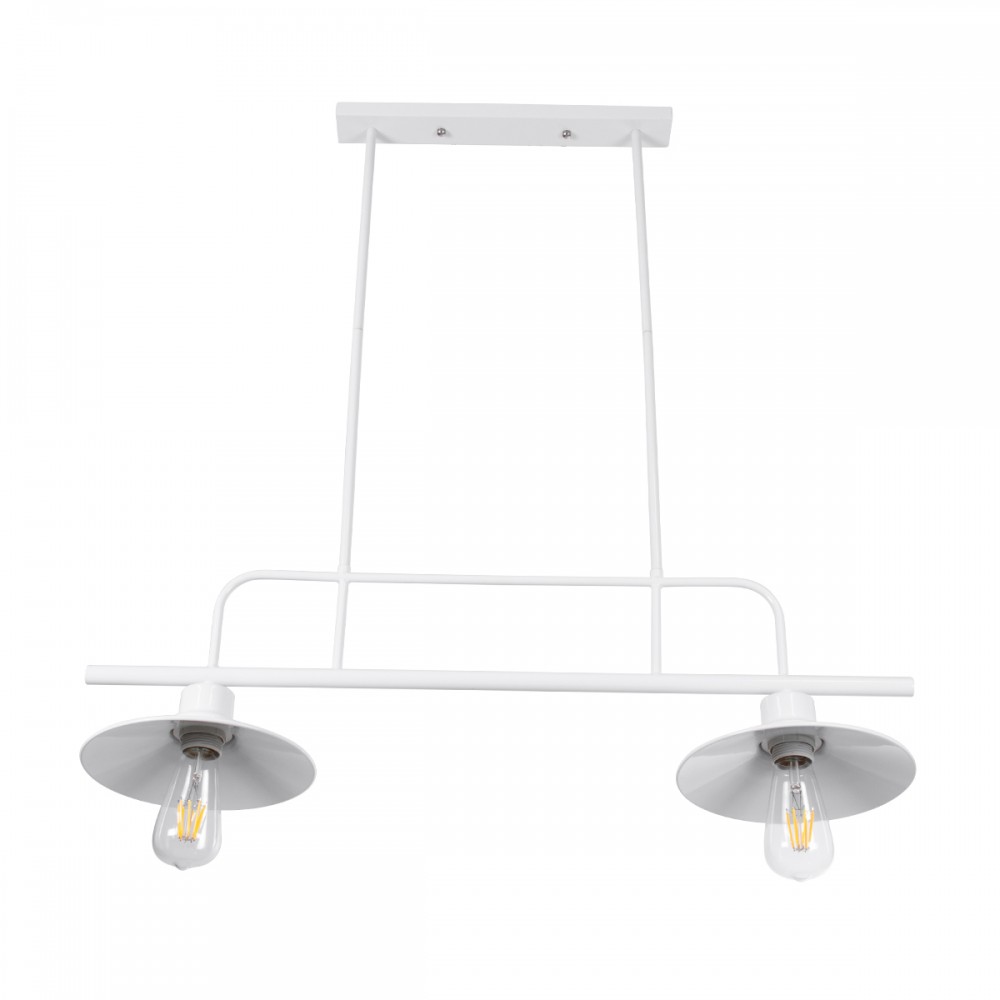 GloboStar® REGAL 01008 Vintage Industrial Φωτιστικό Οροφής Δίφωτο 2 x E27 Λευκό Μεταλλικό Ράγα Μ67 x Π26 x Υ85cm