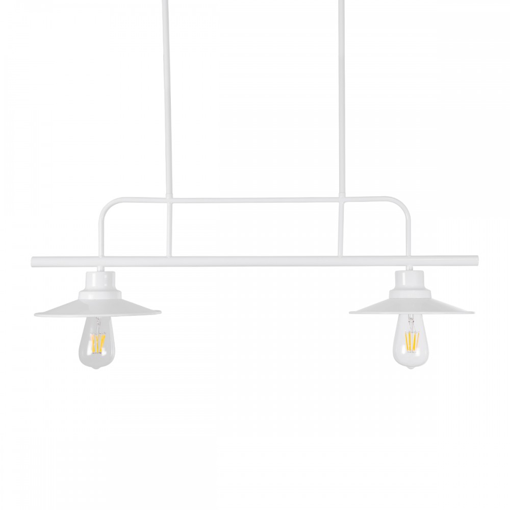 GloboStar® REGAL 01008 Vintage Industrial Φωτιστικό Οροφής Δίφωτο 2 x E27 Λευκό Μεταλλικό Ράγα Μ67 x Π26 x Υ85cm