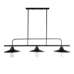 GloboStar® REGAL 01009 Vintage Industrial Φωτιστικό Οροφής Τρίφωτο 3 x E27 Μαύρο Μεταλλικό Ράγα Μ113 x Π26 x Υ85cm