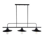 GloboStar® REGAL 01009 Vintage Industrial Φωτιστικό Οροφής Τρίφωτο 3 x E27 Μαύρο Μεταλλικό Ράγα Μ113 x Π26 x Υ85cm
