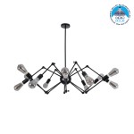 GloboStar® SPIDER 01012 Vintage Industrial Φωτιστικό Οροφής Πολύφωτο Μαύρο Μεταλλικό Φ100 x Y40cm