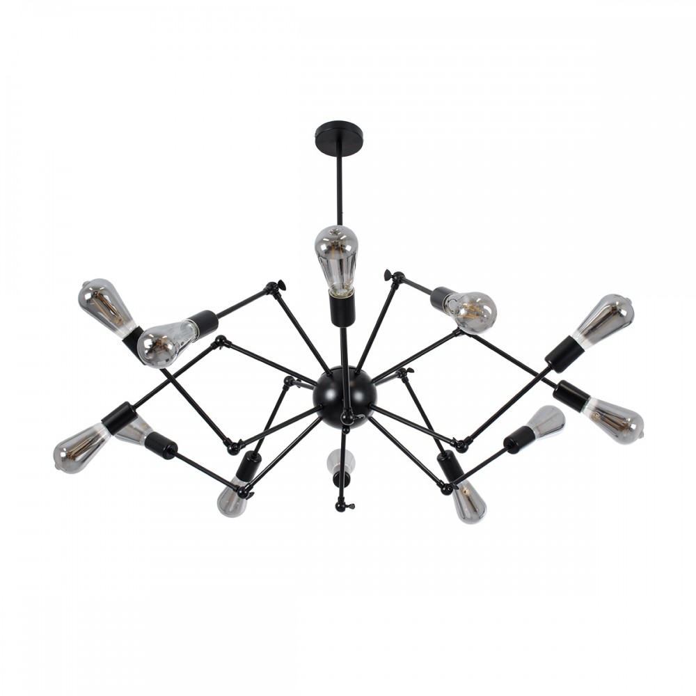 GloboStar® SPIDER 01012 Vintage Industrial Φωτιστικό Οροφής Πολύφωτο Μαύρο Μεταλλικό Φ100 x Y40cm