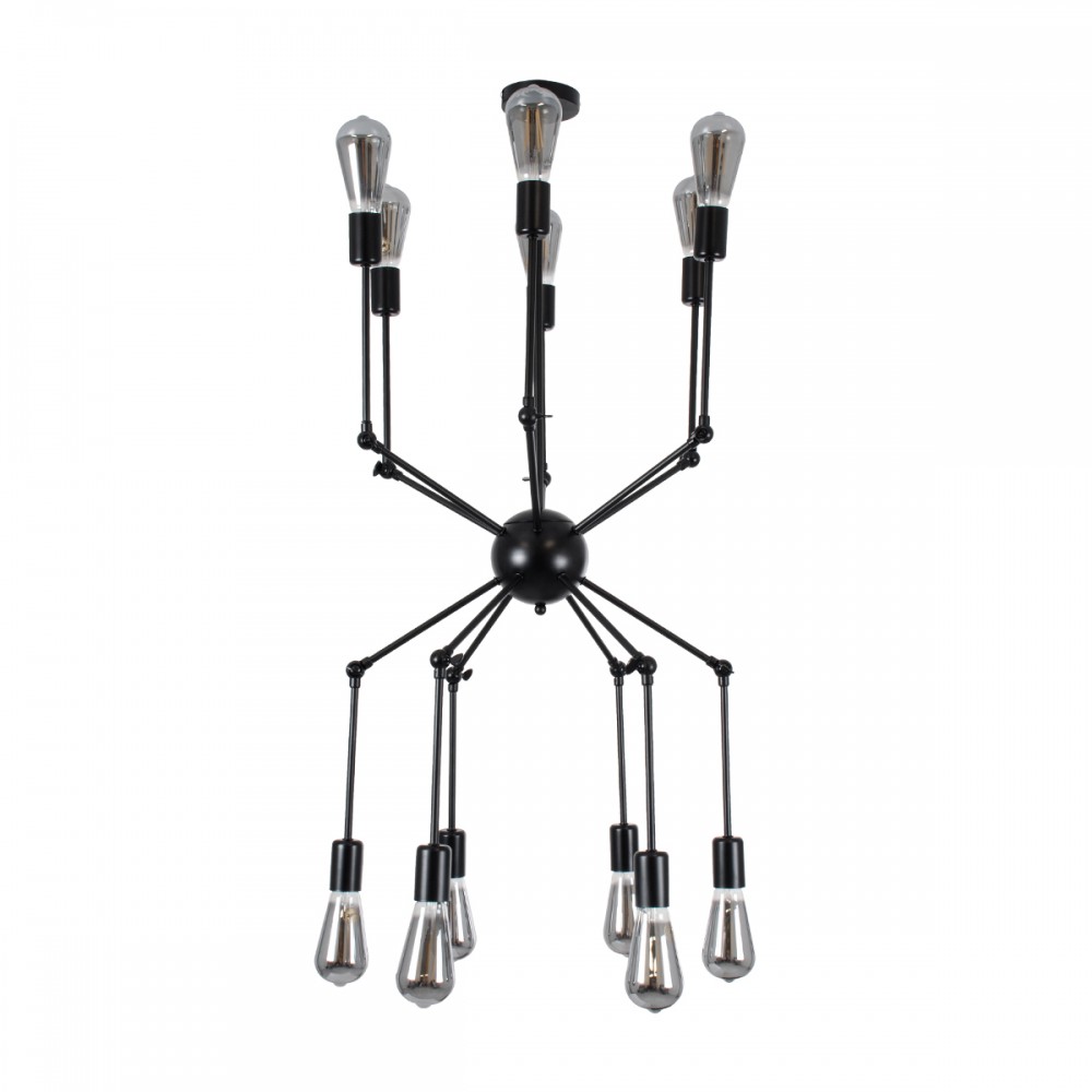 GloboStar® SPIDER 01012 Vintage Industrial Φωτιστικό Οροφής Πολύφωτο Μαύρο Μεταλλικό Φ100 x Y40cm