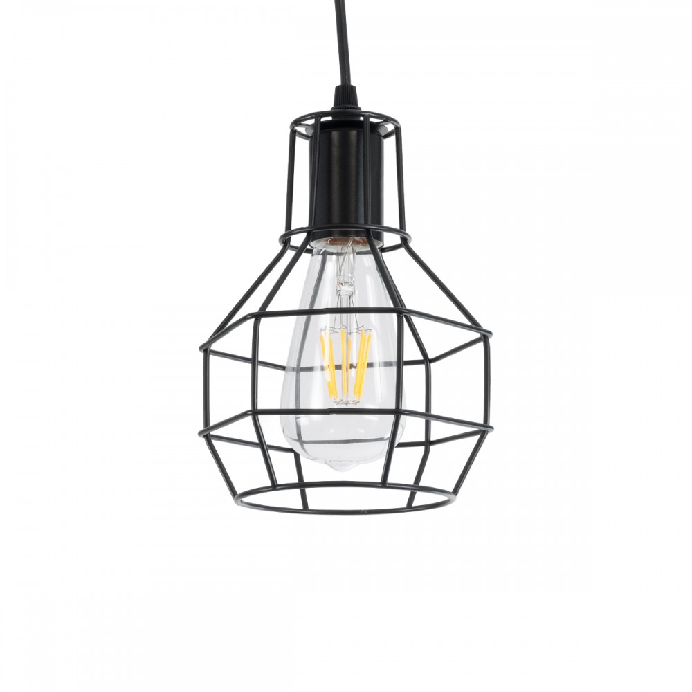 GLOBOSTAR® CAGE 01017 Vintage Κρεμαστό Φωτιστικό Οροφής με Ντουί 3 x E27 AC 220-240V IP20 - Μαύρο - Μ15 x Π15 x Υ20cm
