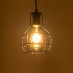 GloboStar® CAGE BLACK 01017 Vintage Industrial Κρεμαστό Φωτιστικό Οροφής Μονόφωτο 1 x E27 AC220-240V - Φ15 x Υ20cm - Μαύρο Μεταλλικό Πλέγμα - 5 Χρόνια Εγγύηση
