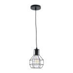 GloboStar® CAGE BLACK 01017 Vintage Industrial Κρεμαστό Φωτιστικό Οροφής Μονόφωτο 1 x E27 AC220-240V - Φ15 x Υ20cm - Μαύρο Μεταλλικό Πλέγμα - 5 Χρόνια Εγγύηση