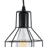 GloboStar® CAGE BLACK 01017 Vintage Industrial Κρεμαστό Φωτιστικό Οροφής Μονόφωτο 1 x E27 AC220-240V - Φ15 x Υ20cm - Μαύρο Μεταλλικό Πλέγμα - 5 Χρόνια Εγγύηση
