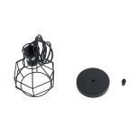 GloboStar® CAGE BLACK 01017 Vintage Industrial Κρεμαστό Φωτιστικό Οροφής Μονόφωτο 1 x E27 AC220-240V - Φ15 x Υ20cm - Μαύρο Μεταλλικό Πλέγμα - 5 Χρόνια Εγγύηση