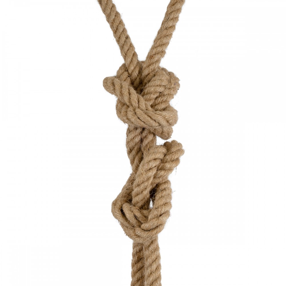 GloboStar® ROPE 01019 Vintage Industrial Κρεμαστό Φωτιστικό Οροφής Δίφωτο 2 x E27 AC220-240V IP20 - Μ38 x Π35.5 x Υ200cm - Μπεζ με 2 Μέτρα Σχοινί Τριχιά - 5 Χρόνια Εγγυηση