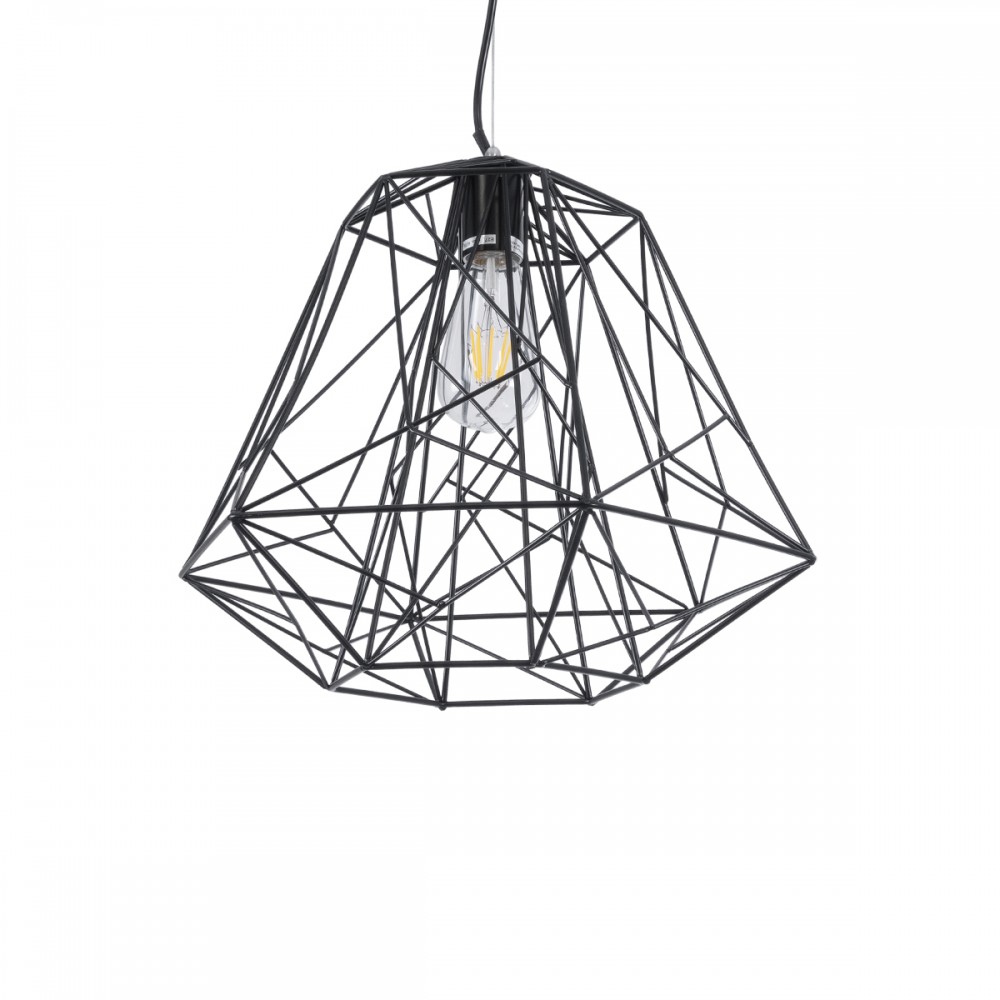 GLOBOSTAR® GRID 01022 Vintage Κρεμαστό Φωτιστικό Οροφής με Ντουί 1 x E27 AC 220-240V IP20 - Μαύρο - Μ40 x Π40 x Υ33cm