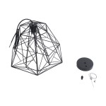 GloboStar® GRID 01022 Vintage Industrial Kρεμαστό Φωτιστικό Οροφής Μονόφωτο 1 x E27 AC220-240V - Φ40 x Υ33cm - Μαύρο Μεταλλικό Πλέγμα - 5 Χρόνια Εγγύηση