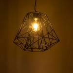 GloboStar® GRID 01022 Vintage Industrial Kρεμαστό Φωτιστικό Οροφής Μονόφωτο 1 x E27 AC220-240V - Φ40 x Υ33cm - Μαύρο Μεταλλικό Πλέγμα - 5 Χρόνια Εγγύηση