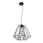GloboStar® GRID 01022 Vintage Industrial Kρεμαστό Φωτιστικό Οροφής Μονόφωτο 1 x E27 AC220-240V - Φ40 x Υ33cm - Μαύρο Μεταλλικό Πλέγμα - 5 Χρόνια Εγγύηση