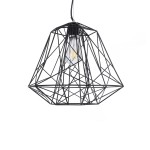 GloboStar® GRID 01022 Vintage Industrial Kρεμαστό Φωτιστικό Οροφής Μονόφωτο 1 x E27 AC220-240V - Φ40 x Υ33cm - Μαύρο Μεταλλικό Πλέγμα - 5 Χρόνια Εγγύηση