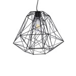 GloboStar® GRID 01022 Vintage Industrial Kρεμαστό Φωτιστικό Οροφής Μονόφωτο 1 x E27 AC220-240V - Φ40 x Υ33cm - Μαύρο Μεταλλικό Πλέγμα - 5 Χρόνια Εγγύηση