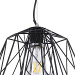 GloboStar® GRID 01022 Vintage Industrial Kρεμαστό Φωτιστικό Οροφής Μονόφωτο 1 x E27 AC220-240V - Φ40 x Υ33cm - Μαύρο Μεταλλικό Πλέγμα - 5 Χρόνια Εγγύηση