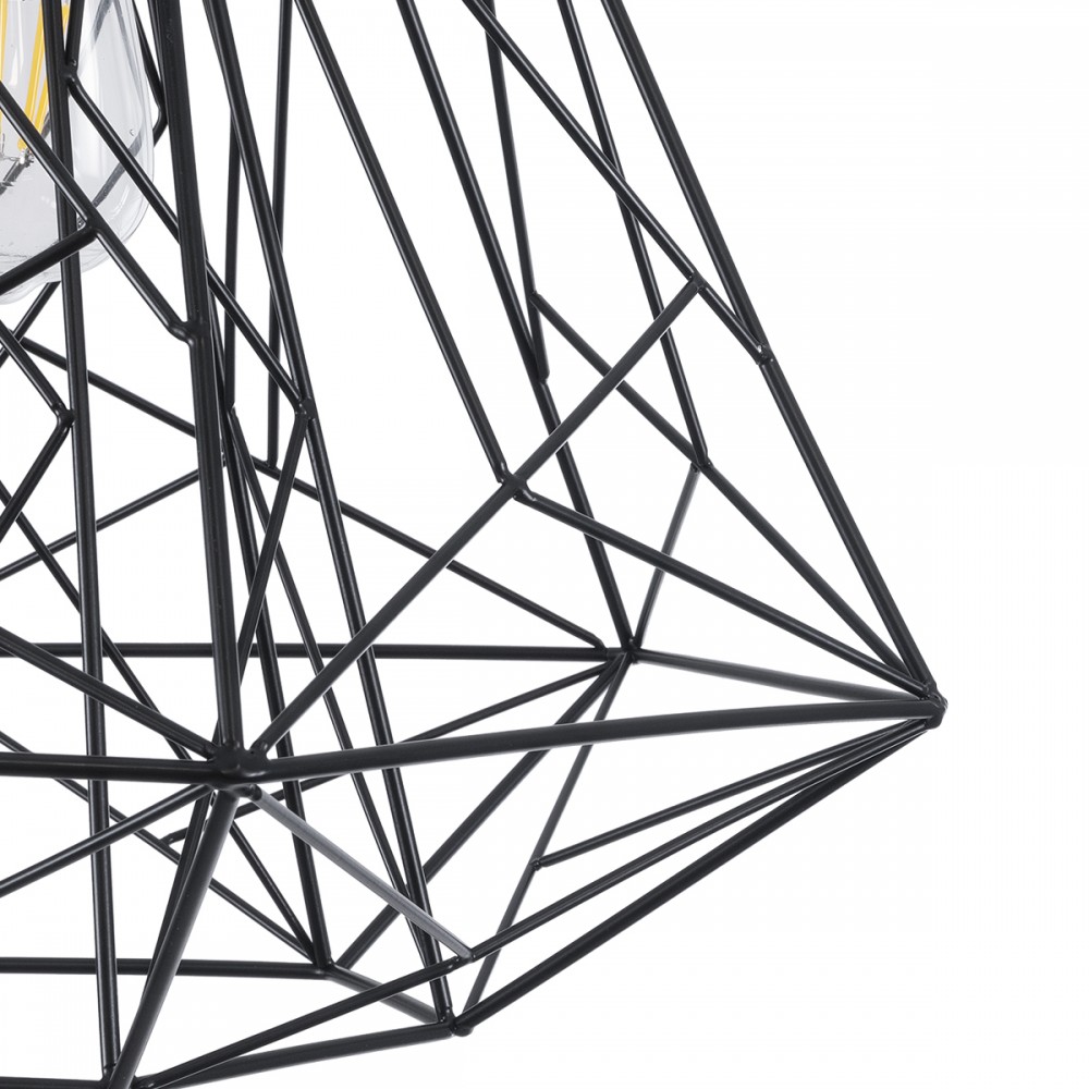 GloboStar® GRID 01022 Vintage Industrial Kρεμαστό Φωτιστικό Οροφής Μονόφωτο 1 x E27 AC220-240V - Φ40 x Υ33cm - Μαύρο Μεταλλικό Πλέγμα - 5 Χρόνια Εγγύηση