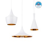 GloboStar® SHANGHAI WHITE 01026 SET 3 Μοντέρνα Κρεμαστά Φωτιστικά Οροφής Τρίφωτο 3 x E27 Λευκά Μεταλλικά Καμπάνα