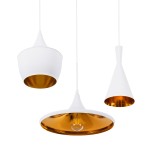 GloboStar® SHANGHAI WHITE 01026 SET 3 Μοντέρνα Κρεμαστά Φωτιστικά Οροφής Τρίφωτο 3 x E27 Λευκά Μεταλλικά Καμπάνα