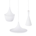 GloboStar® SHANGHAI WHITE 01026 SET 3 Μοντέρνα Κρεμαστά Φωτιστικά Οροφής Τρίφωτο 3 x E27 Λευκά Μεταλλικά Καμπάνα