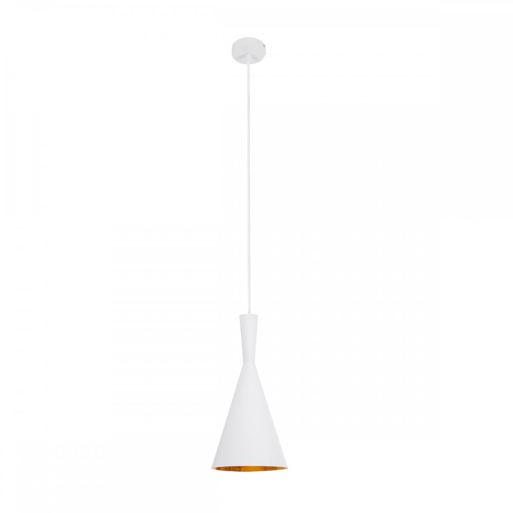 GloboStar® SHANGHAI WHITE 01026-C Μοντέρνο Κρεμαστό Φωτιστικό Οροφής Μονόφωτο 1 x E27 Λευκό Μεταλλικό Καμπάνα Φ19 x Υ38cm