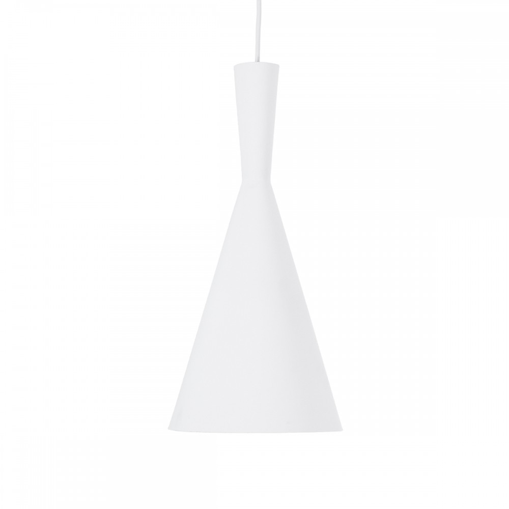 GloboStar® SHANGHAI WHITE 01026-C Μοντέρνο Κρεμαστό Φωτιστικό Οροφής Μονόφωτο 1 x E27 Λευκό Μεταλλικό Καμπάνα Φ19 x Υ38cm
