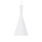 GloboStar® SHANGHAI WHITE 01026-C Μοντέρνο Κρεμαστό Φωτιστικό Οροφής Μονόφωτο 1 x E27 Λευκό Μεταλλικό Καμπάνα Φ19 x Υ38cm