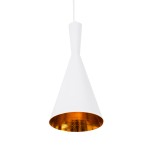 GloboStar® SHANGHAI WHITE 01026-C Μοντέρνο Κρεμαστό Φωτιστικό Οροφής Μονόφωτο 1 x E27 Λευκό Μεταλλικό Καμπάνα Φ19 x Υ38cm