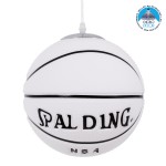 GloboStar® SPALDING NBA 01031 Μοντέρνο Κρεμαστό Παιδικό Φωτιστικό Οροφής Μονόφωτο 1 x E27 Λευκό Μαύρο Γυάλινο Φ25 x Υ25cm