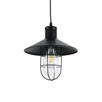 GloboStar® SKIPPER 01034 Vintage Industrial Κρεμαστό Φωτιστικό Οροφής Μονόφωτο 1 x E27 AC220-240V - Φ28 x Υ27cm - Μαύρο Μεταλλικό Καμπάνα - 5 Χρόνια Εγγύηση