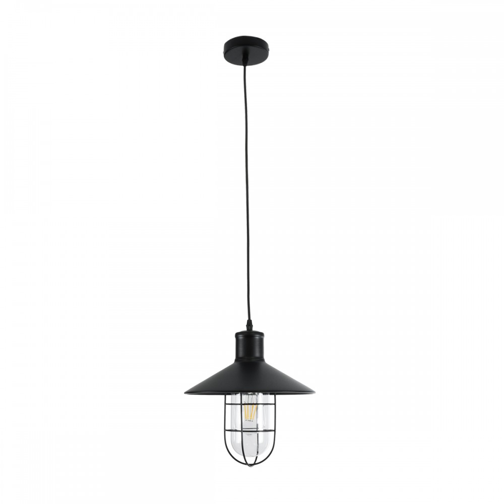 GloboStar® SKIPPER 01034 Vintage Industrial Κρεμαστό Φωτιστικό Οροφής Μονόφωτο 1 x E27 AC220-240V - Φ28 x Υ27cm - Μαύρο Μεταλλικό Καμπάνα - 5 Χρόνια Εγγύηση