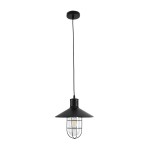 GloboStar® SKIPPER 01034 Vintage Industrial Κρεμαστό Φωτιστικό Οροφής Μονόφωτο 1 x E27 AC220-240V - Φ28 x Υ27cm - Μαύρο Μεταλλικό Καμπάνα - 5 Χρόνια Εγγύηση