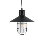 GloboStar® SKIPPER 01034 Vintage Industrial Κρεμαστό Φωτιστικό Οροφής Μονόφωτο 1 x E27 AC220-240V - Φ28 x Υ27cm - Μαύρο Μεταλλικό Καμπάνα - 5 Χρόνια Εγγύηση