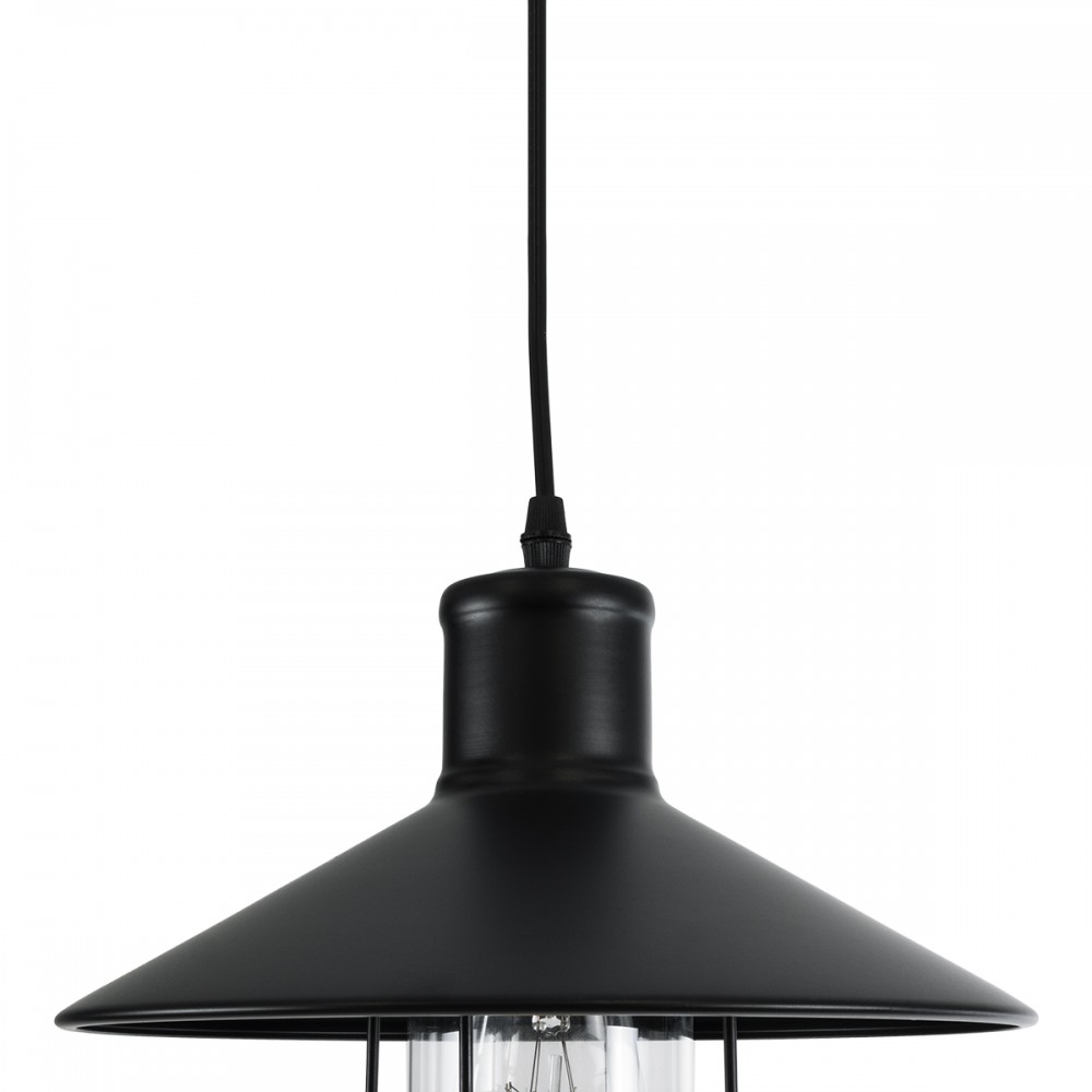 GloboStar® SKIPPER 01034 Vintage Industrial Κρεμαστό Φωτιστικό Οροφής Μονόφωτο 1 x E27 AC220-240V - Φ28 x Υ27cm - Μαύρο Μεταλλικό Καμπάνα - 5 Χρόνια Εγγύηση