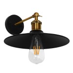 GloboStar® MINIMALL 01039 Vintage Industrial Φωτιστικό Τοίχου Απλίκα Μονόφωτο Μαύρο Μεταλλικό Καμπάνα Φ22 x Μ39 x Π22 x Υ18cm